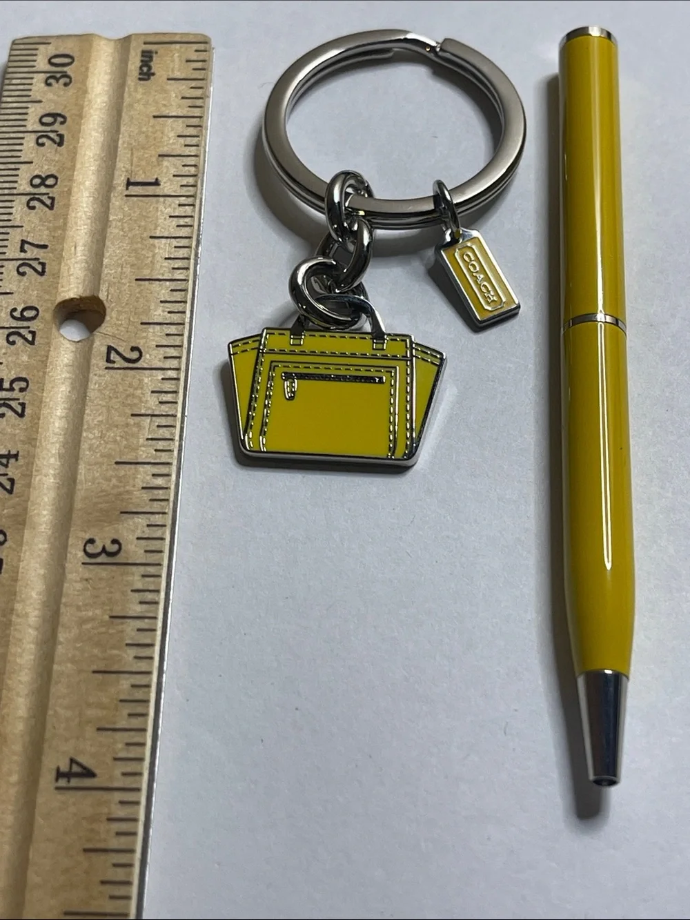 Coach Yellow Handbag Keychain Charm and Coach Pen